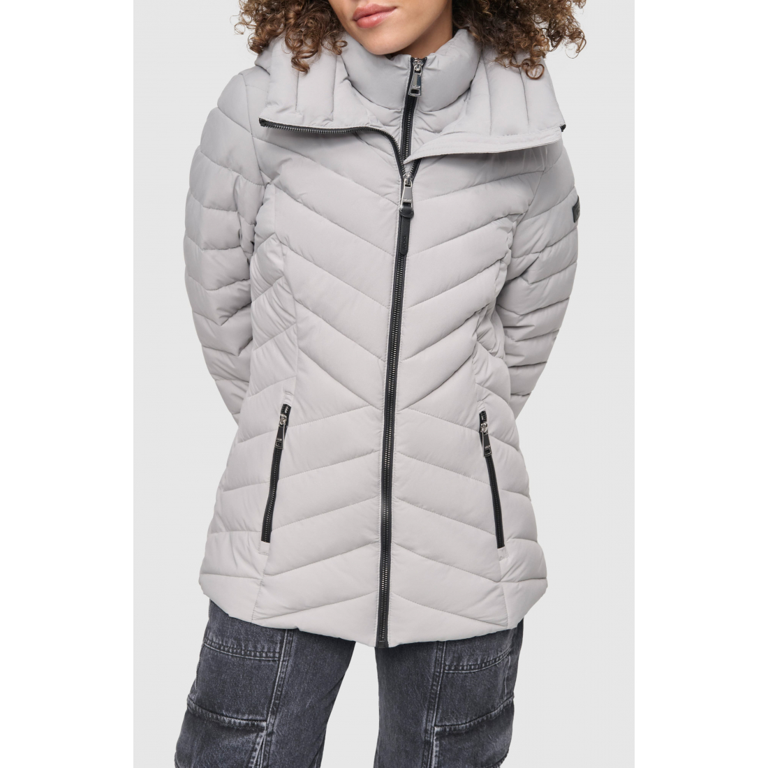 Short Stretch Hooded Packable Puffer Jacket' pour Femmes