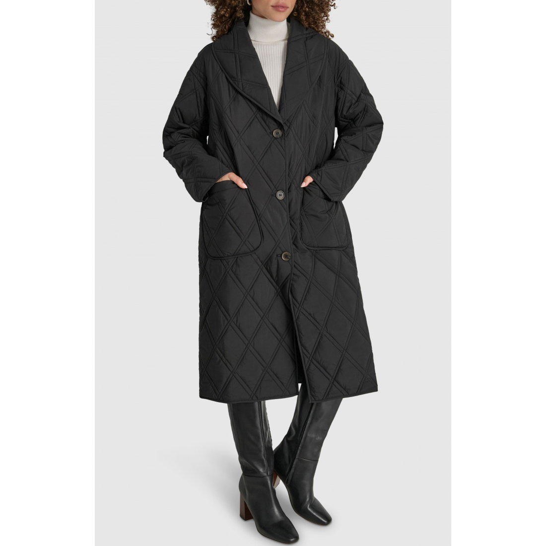 Diamond Quilted Longline Jacket' pour Femmes