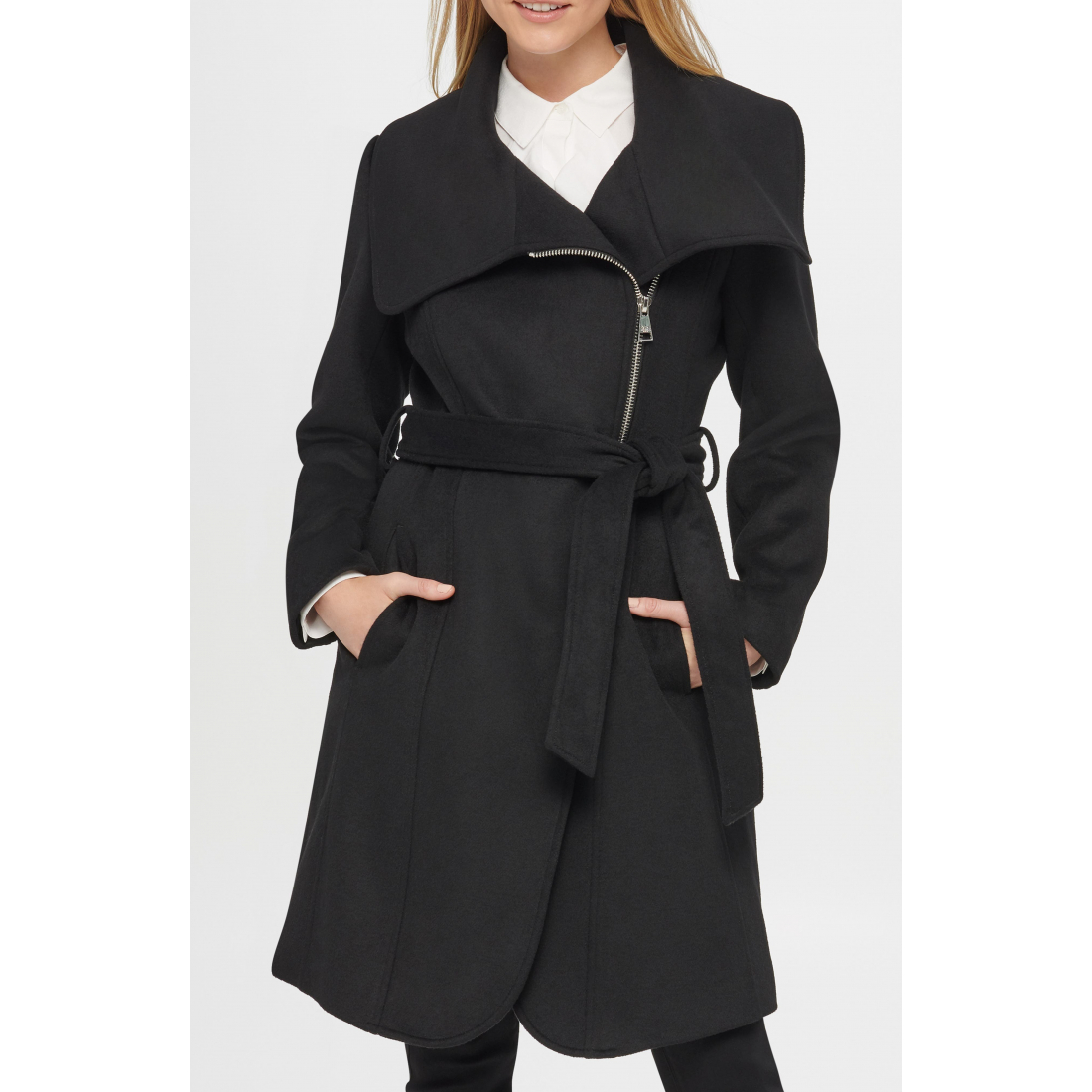 Asymmetric Wool Blend Coat' pour Femmes