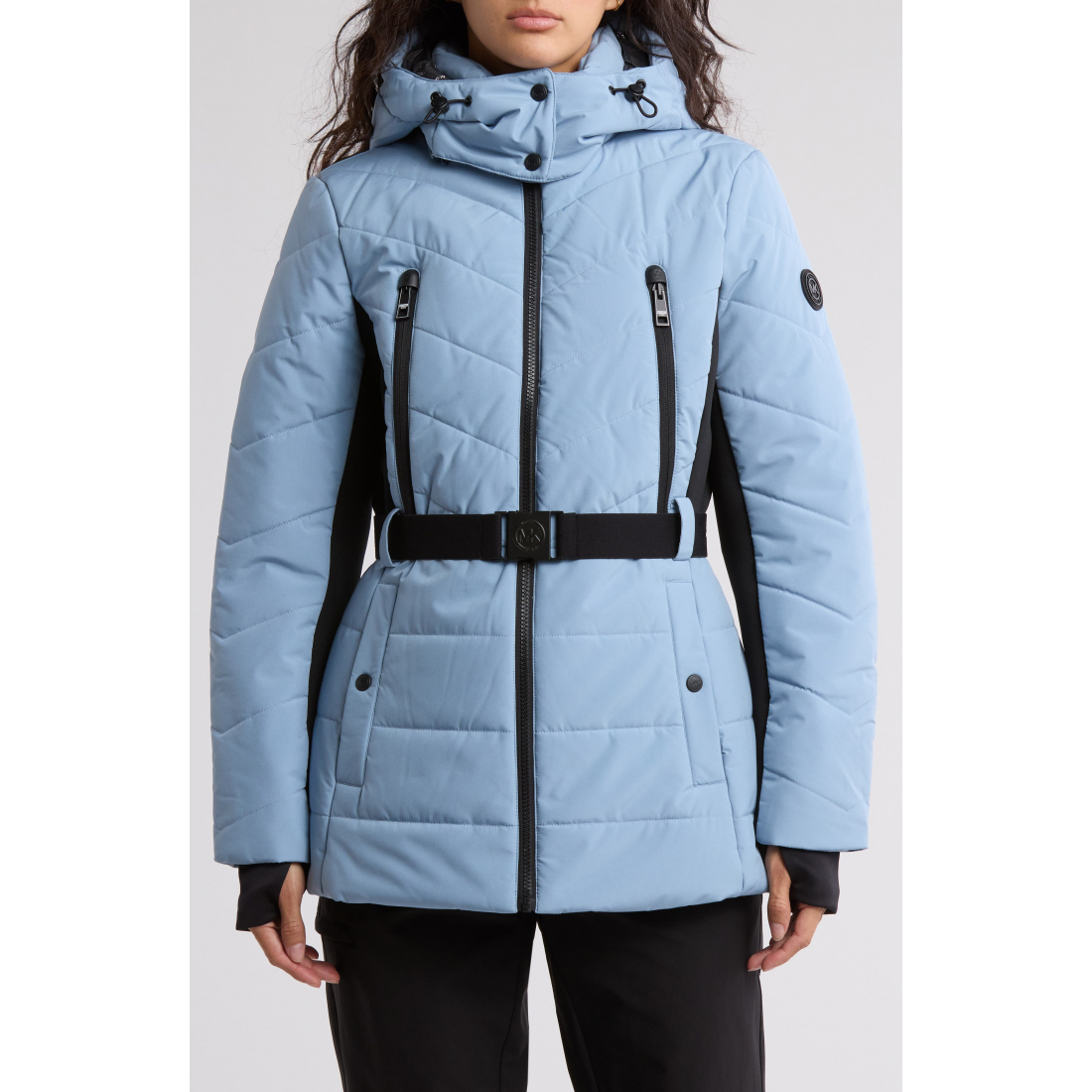 Veste matelassée 'Hooded Belted Chevron Quilted' pour Femmes