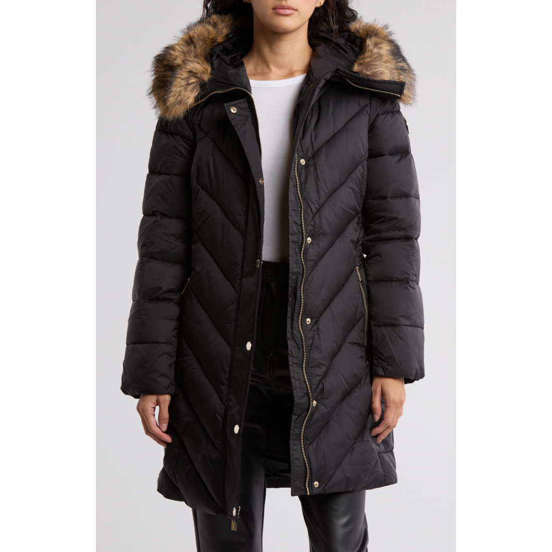 Veste matelassée 'Faux Fur Trim Water Resistant Belted' pour Femmes