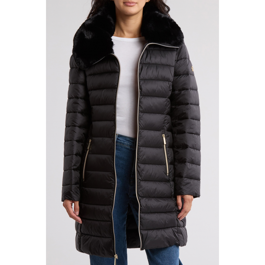 Women's 'Faux Fur Collar Long Puffer Jacket'