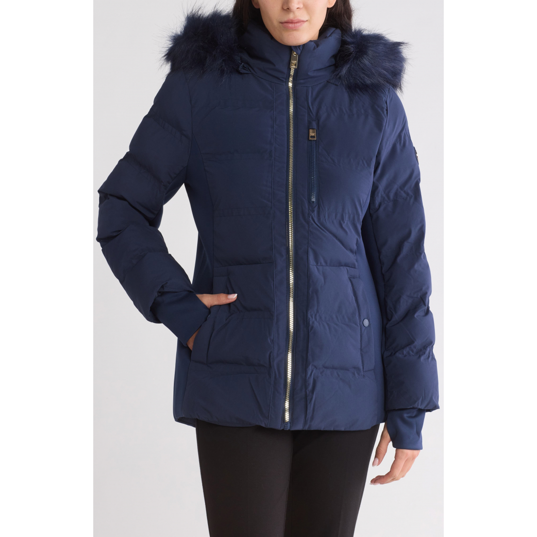 Faux Fur Trim Water Resistant Hooded Puffer Jacket' pour Femmes