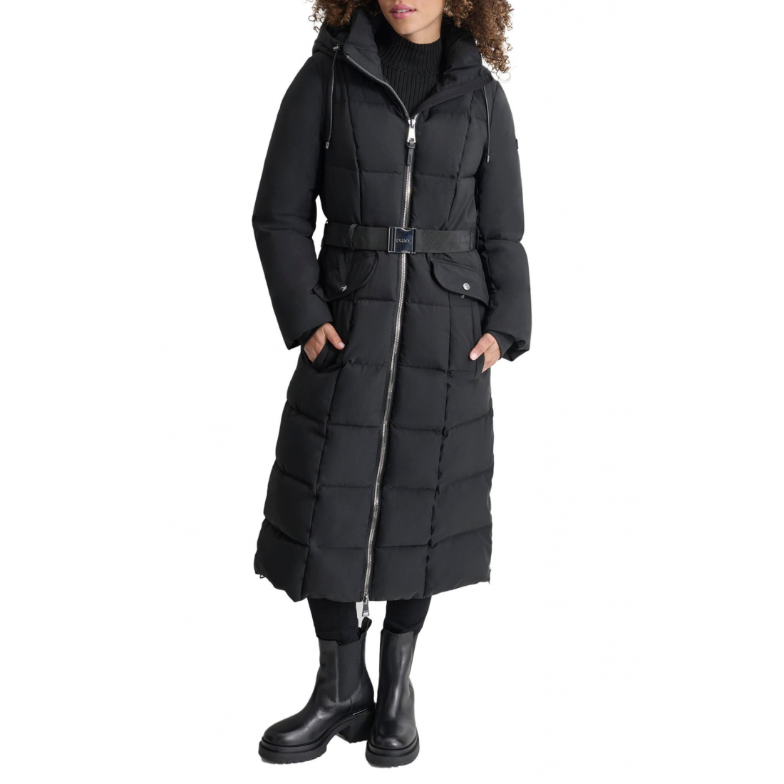 Belted Hooded Maxi Puffer Jacket' pour Femmes