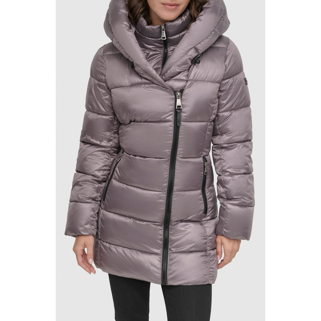 Asymmetric Bib Packable Quilted Coat' pour Femmes