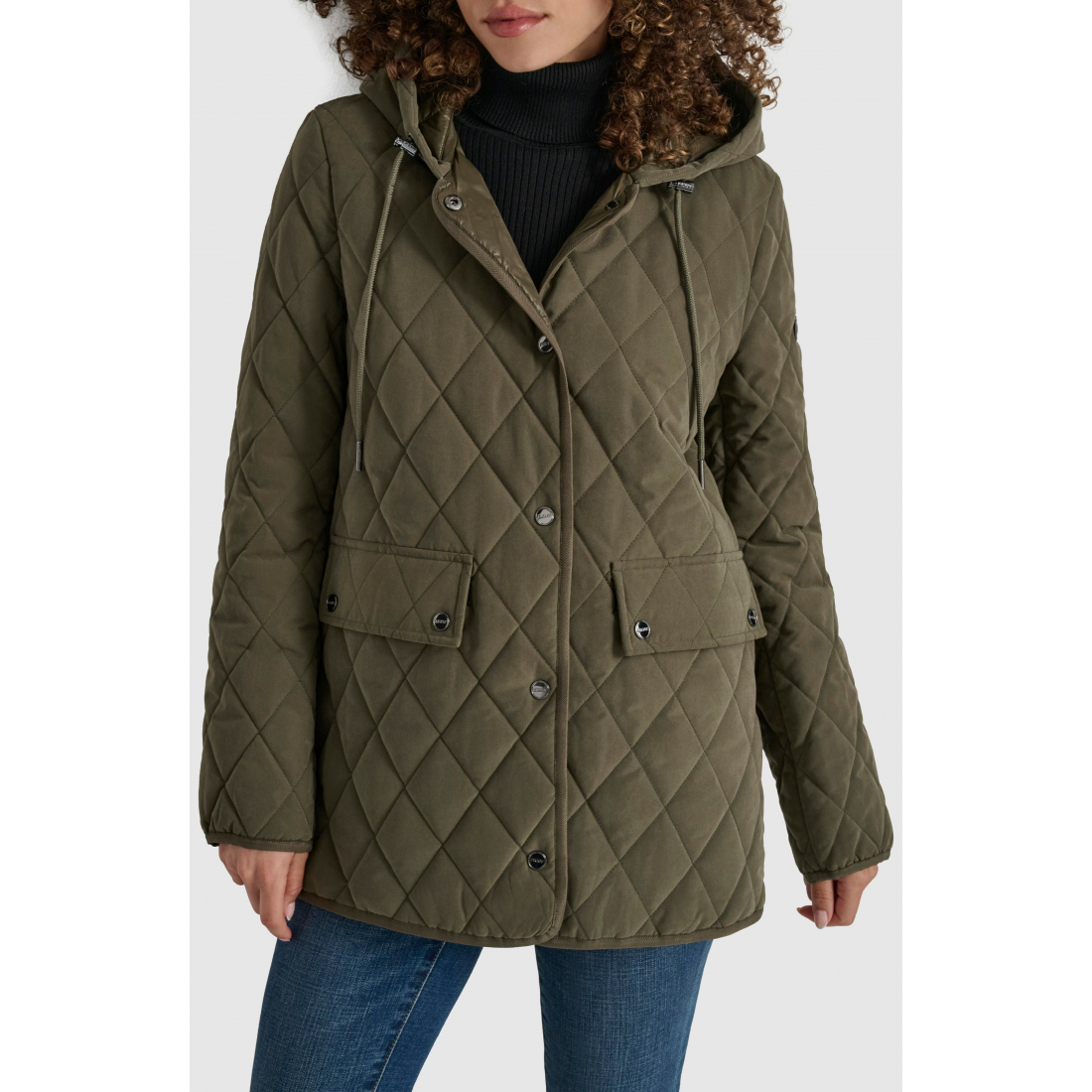 Hooded Diamond Quilted Coat' pour Femmes