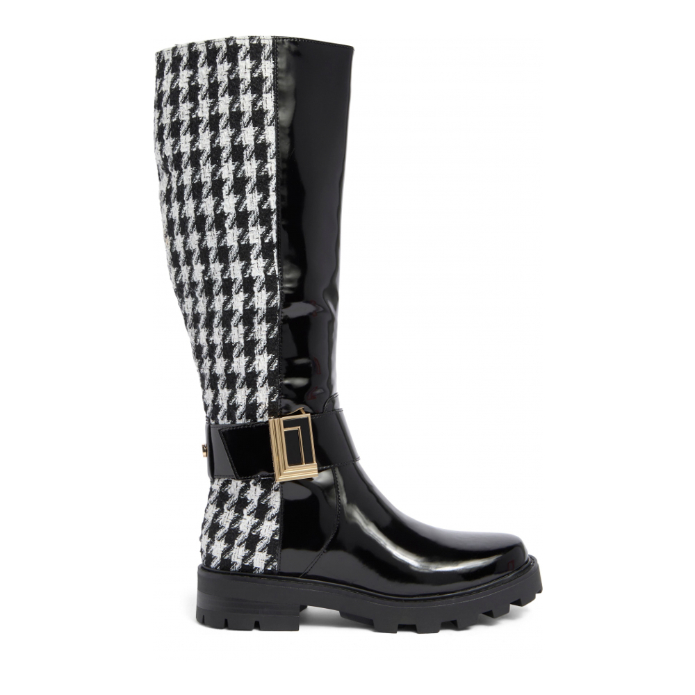 Women's 'Meara Houndstooth Panel Lug Sole' Long Boots