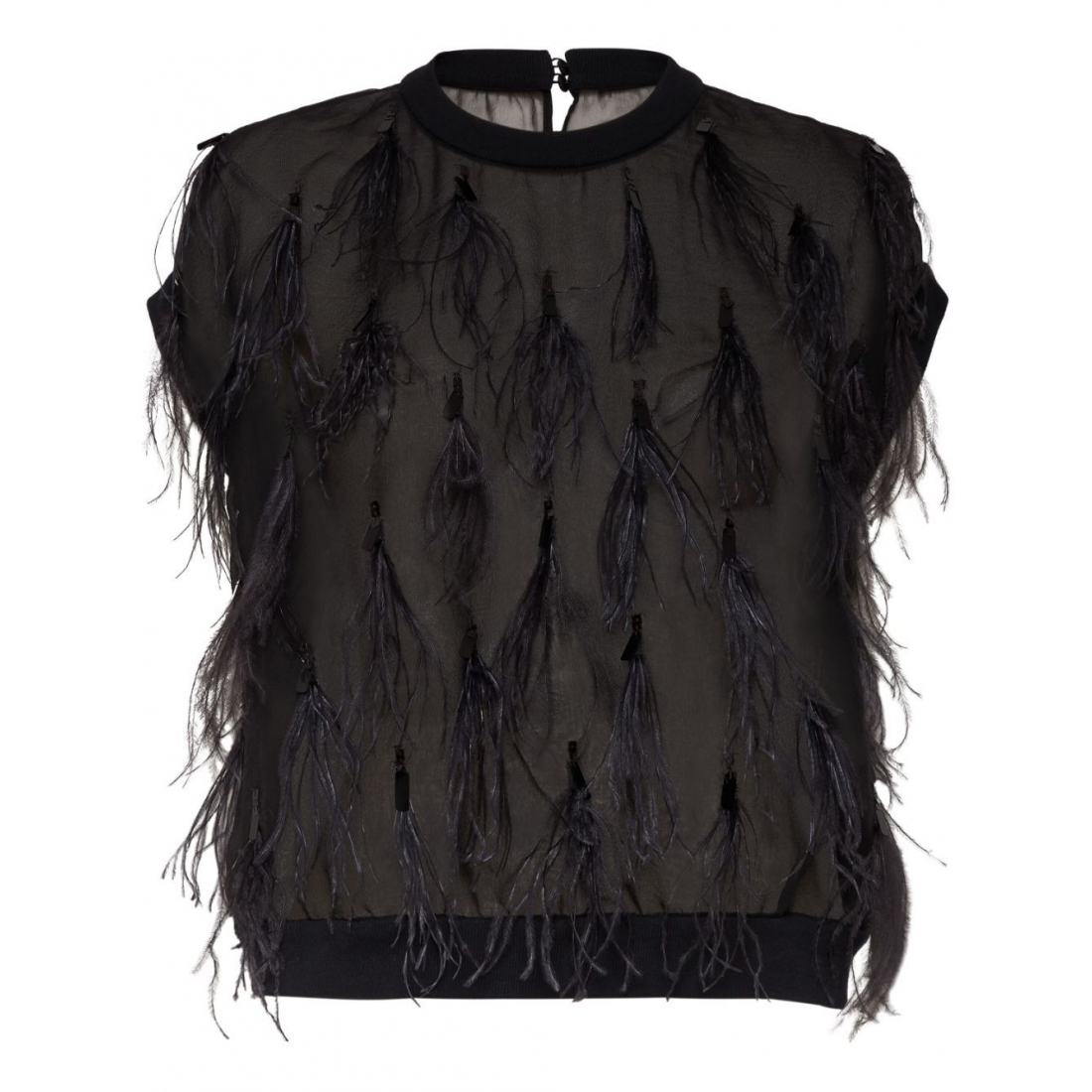 'Feather-Embellished' Ärmellose Bluse für Damen