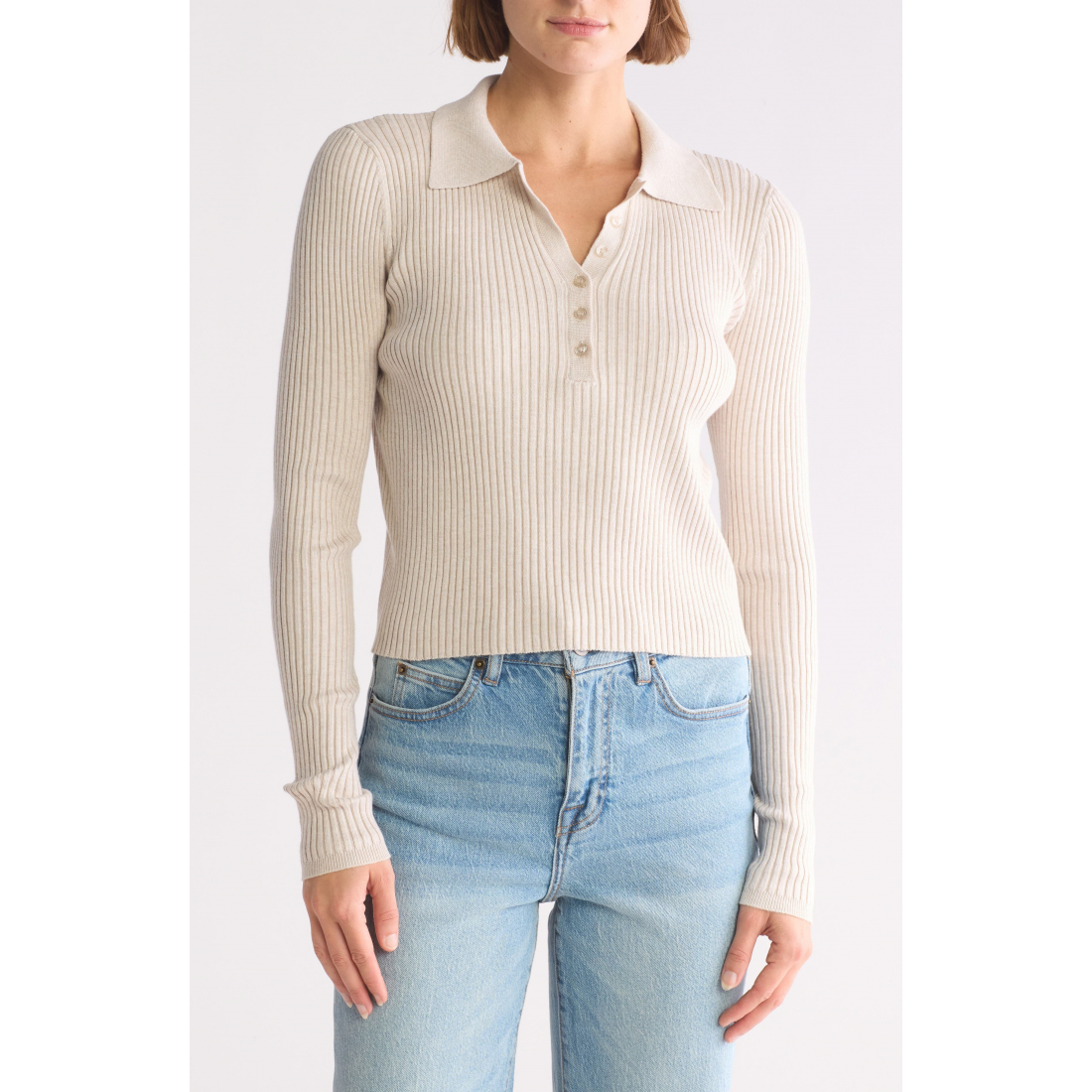 'Rib Polo' Pullover für Damen