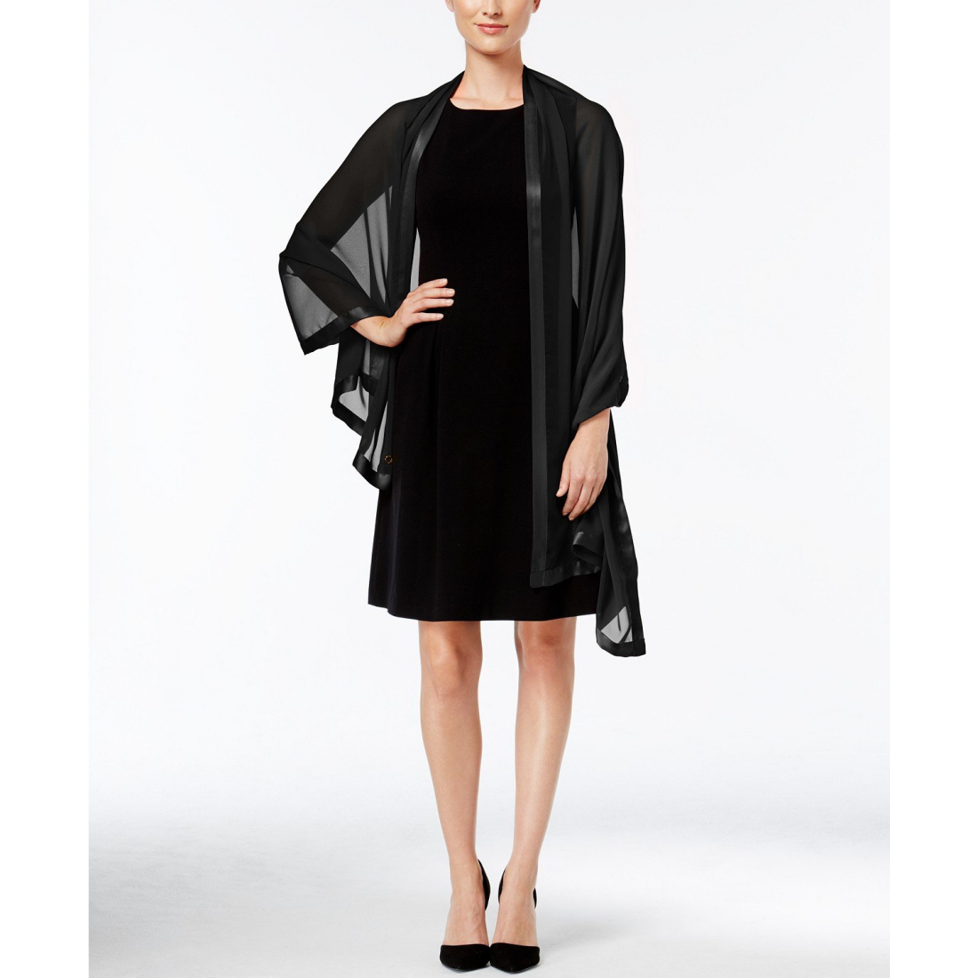 'Elegant Satin-Trim Chiffon Evening Wrap' Schal für Damen