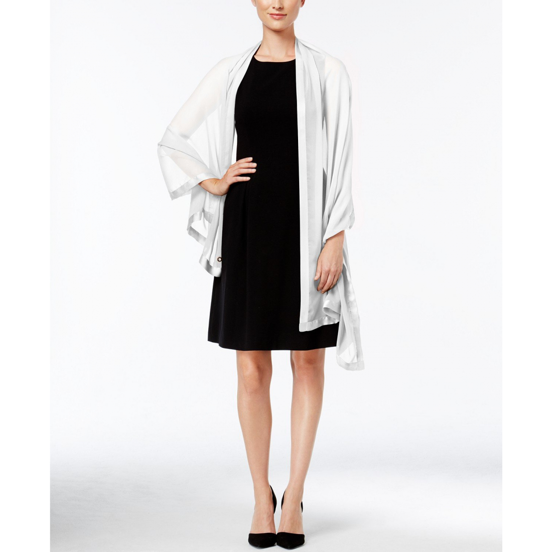 'Elegant Satin-Trim Chiffon Evening Wrap' Schal für Damen