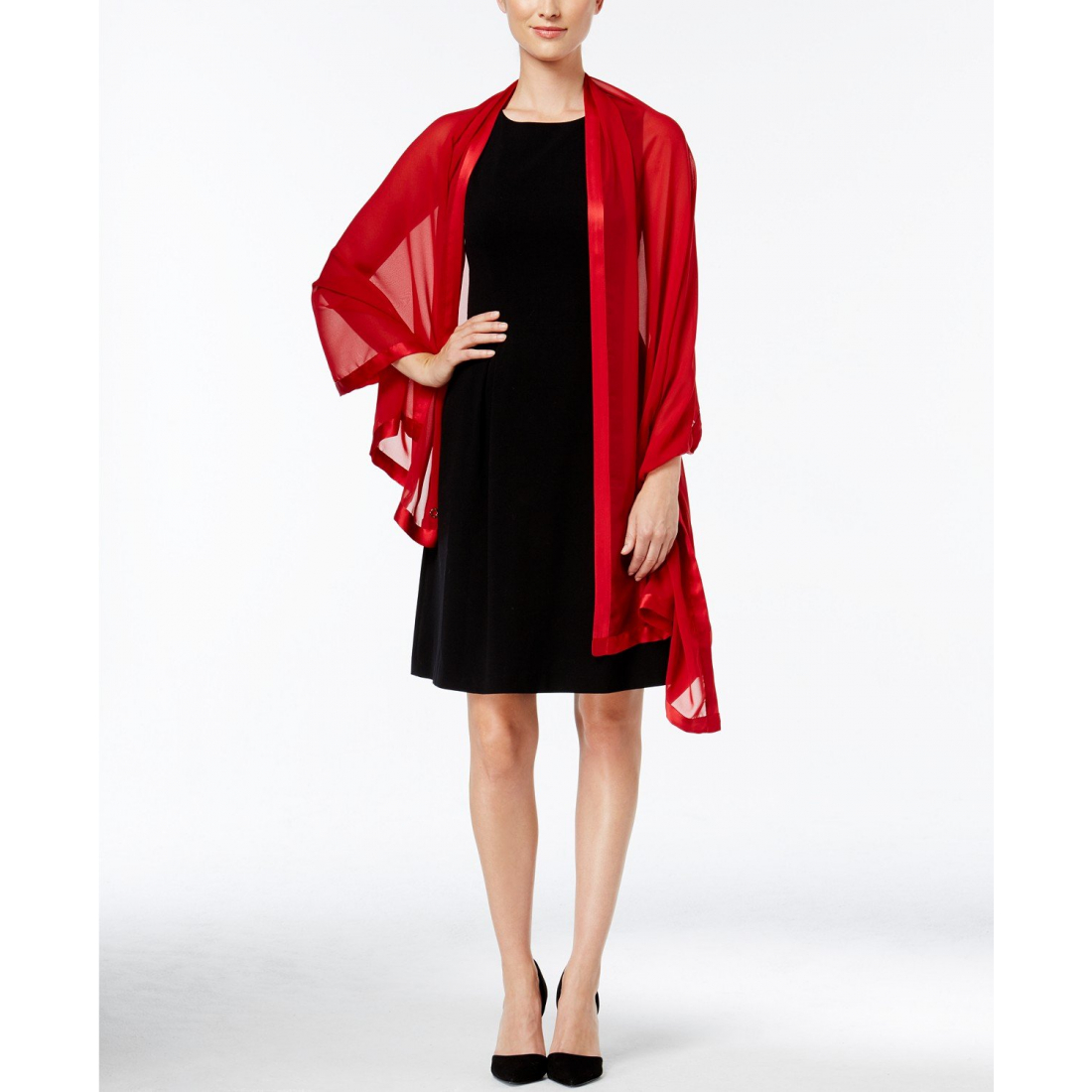 'Elegant Satin-Trim Chiffon Evening Wrap' Schal für Damen