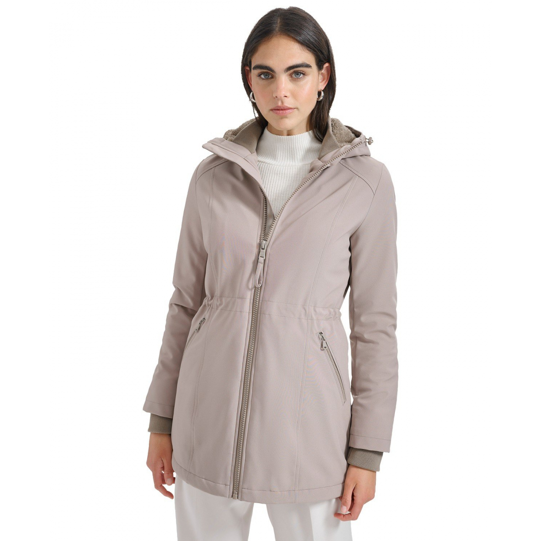 'Hooded Faux-Fur-Lined Anorak' Regenmantel für Damen