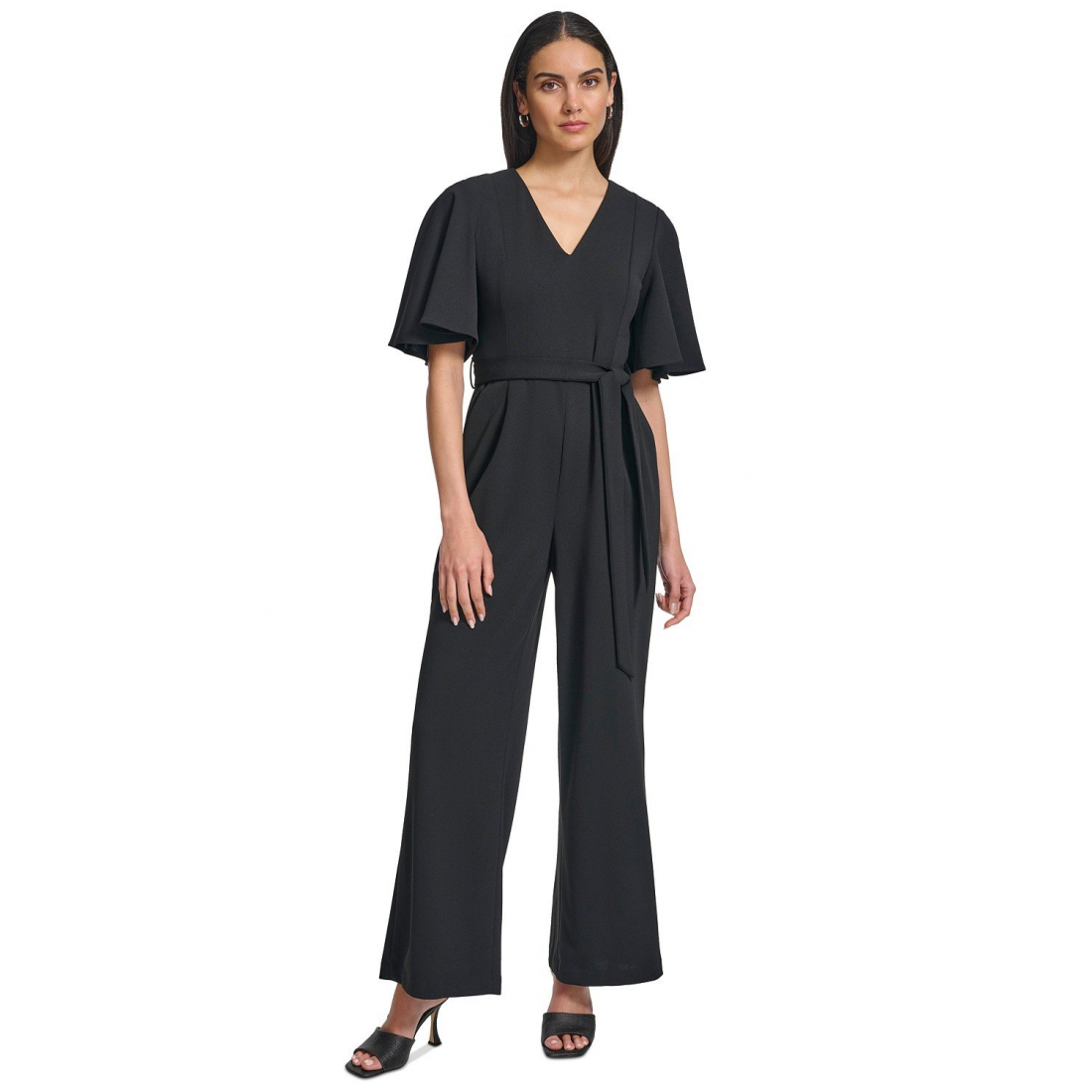 'Flutter-Sleeve Wide-Leg' Latzhose für Damen