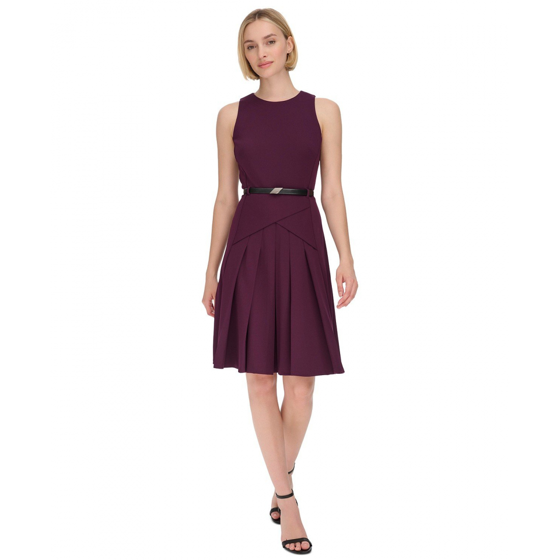 'Jewel-Neck Scuba-Crepe' Ärmelloses Kleid für Damen