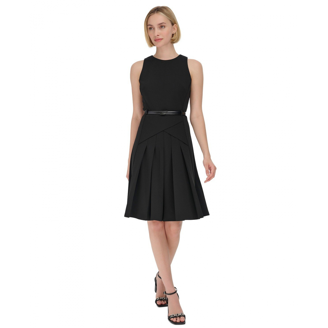 'Jewel-Neck Scuba-Crepe' Ärmelloses Kleid für Damen