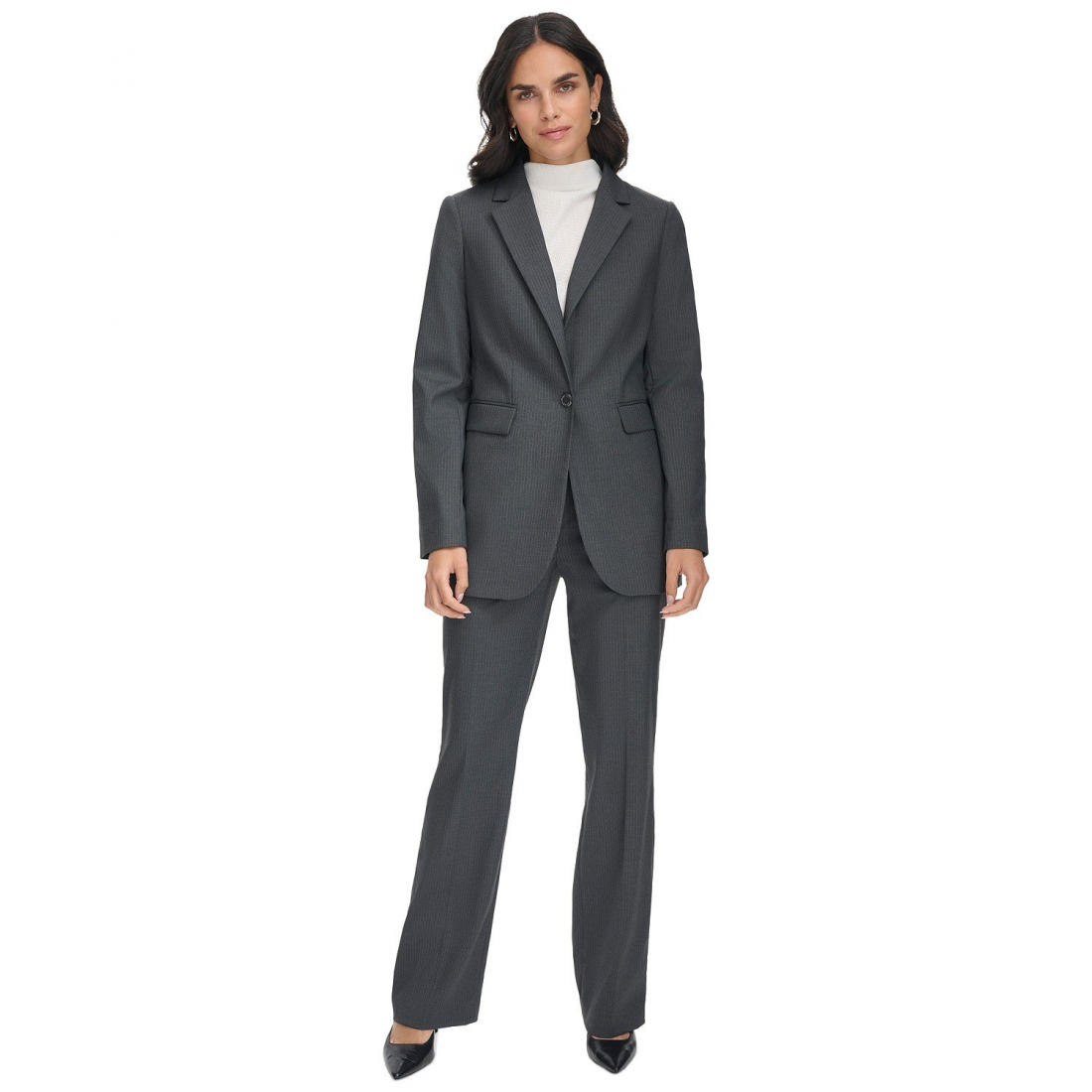 'Pinstripe One-Button' Klassischer Blazer für Damen