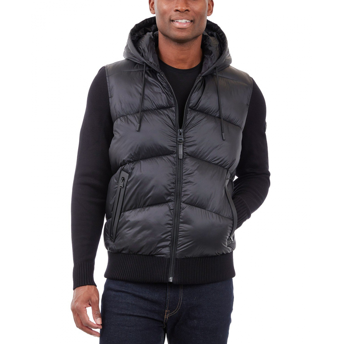 Veste 'Mixed-Media Hooded Zip Sweater' pour Hommes