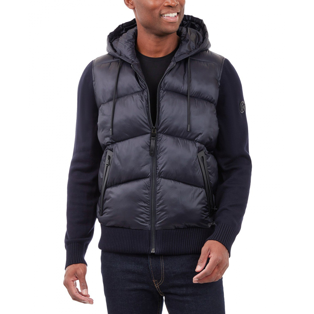 Veste 'Mixed-Media Hooded Zip Sweater' pour Hommes