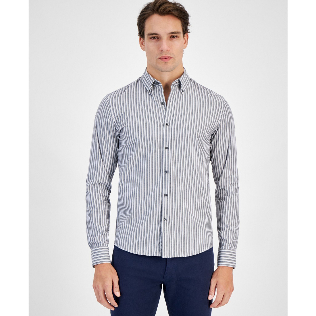 Men's 'Slim-Fit Stretch Stripe Button-Down' Shirt