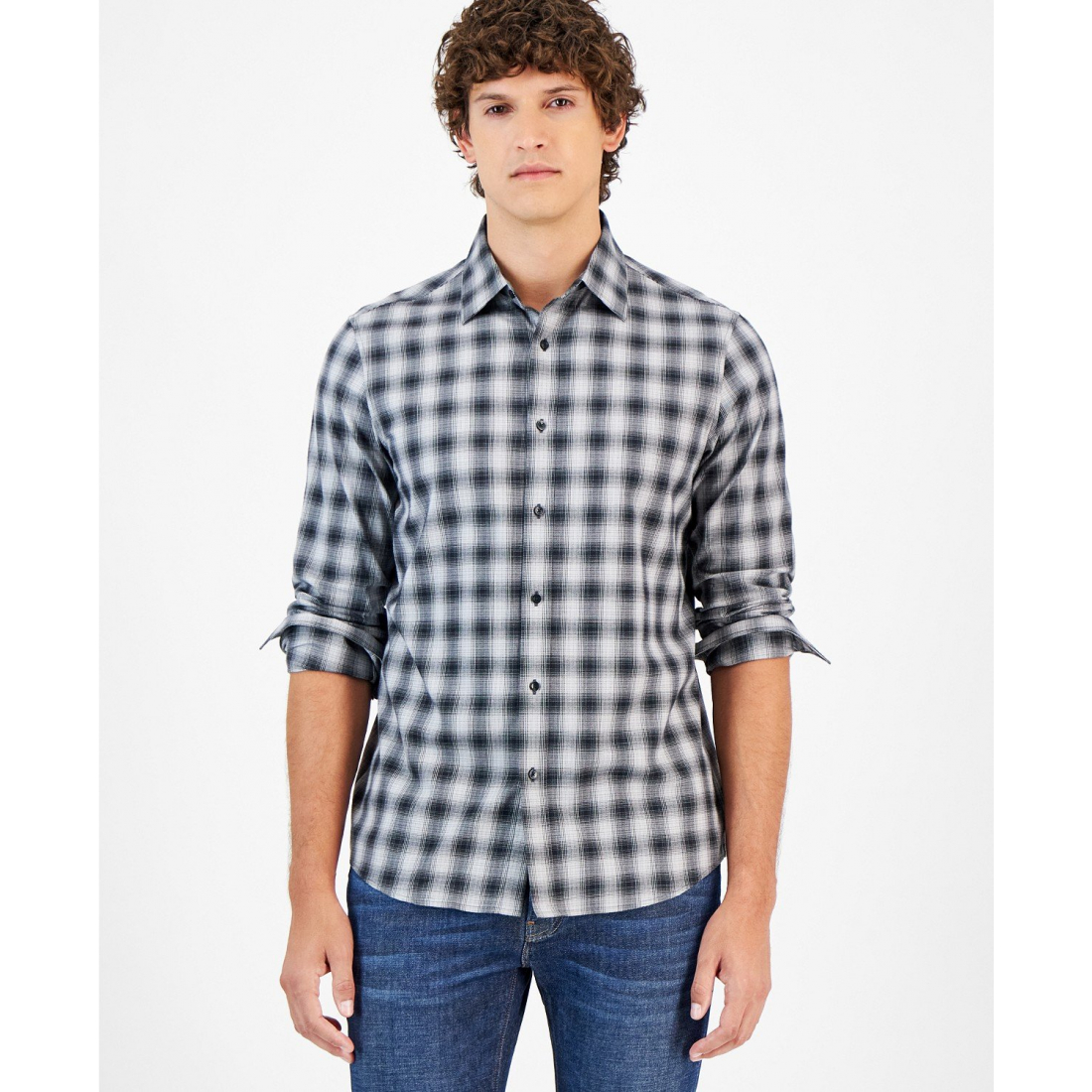 Men's 'Classic-Fit Shadow Plaid' Shirt