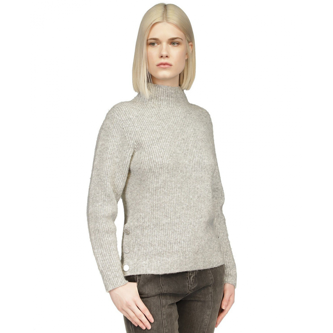 Pull 'Funnel-Neck Side-Snap' pour Femmes