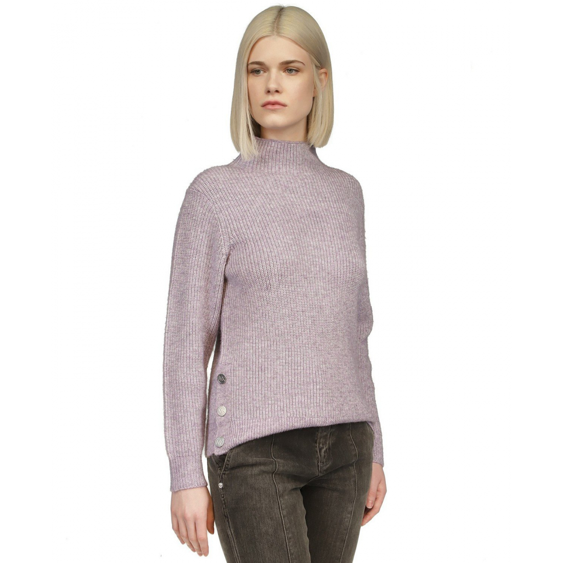 Pull 'Funnel-Neck Side-Snap' pour Femmes