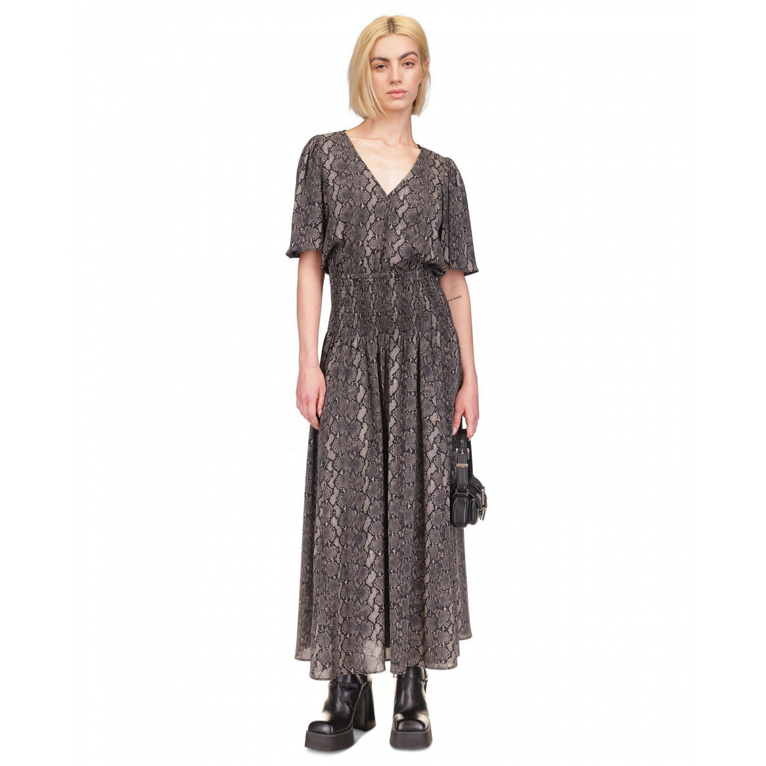 Robe maxi 'Snake-Print Smocked' pour Femmes