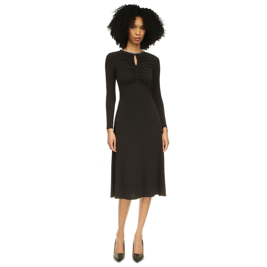 Robe Midi 'Chain-Neck Ruched Keyhole' pour Femmes