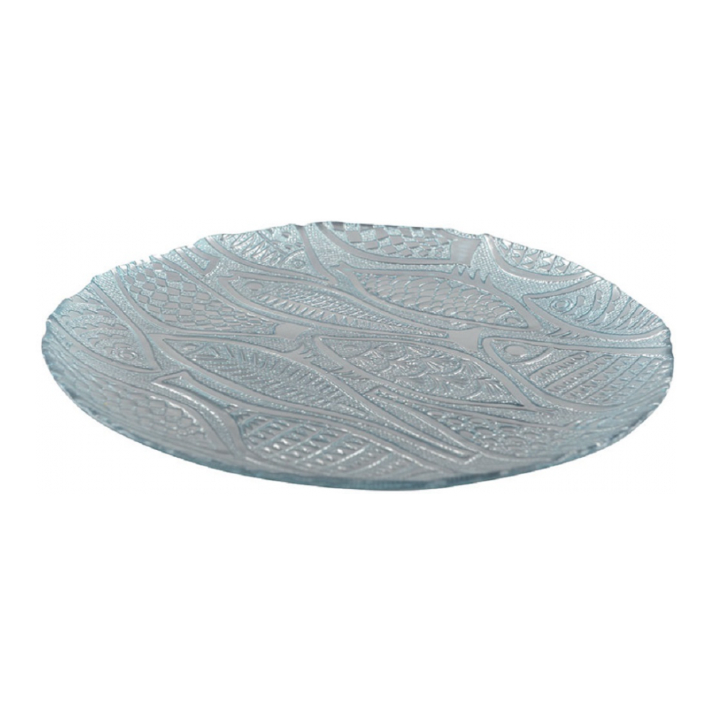 Light Blue Fish Round Plate 32.5 cm