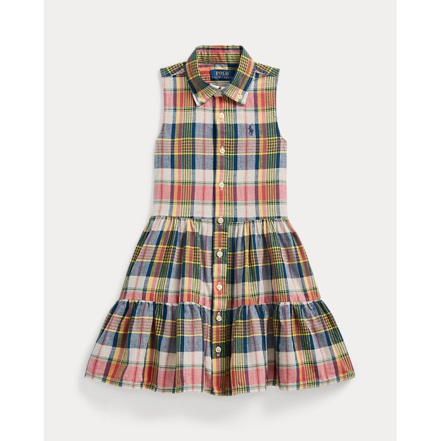 'Plaid Cotton Madras Shirtdress' pour Petites filles