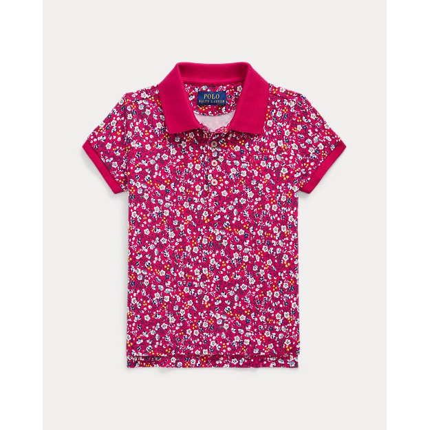 'Floral Stretch Mesh Polo Shirt' pour Petites filles