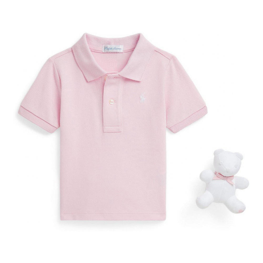 'Cotton Mesh Polo Shirt and Bear Gift Box Set' pour Bébés filles