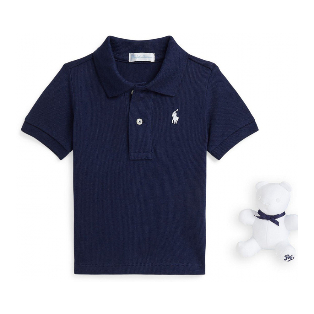 'Cotton Mesh Polo Shirt and Bear Gift Box Set' pour Bébés filles