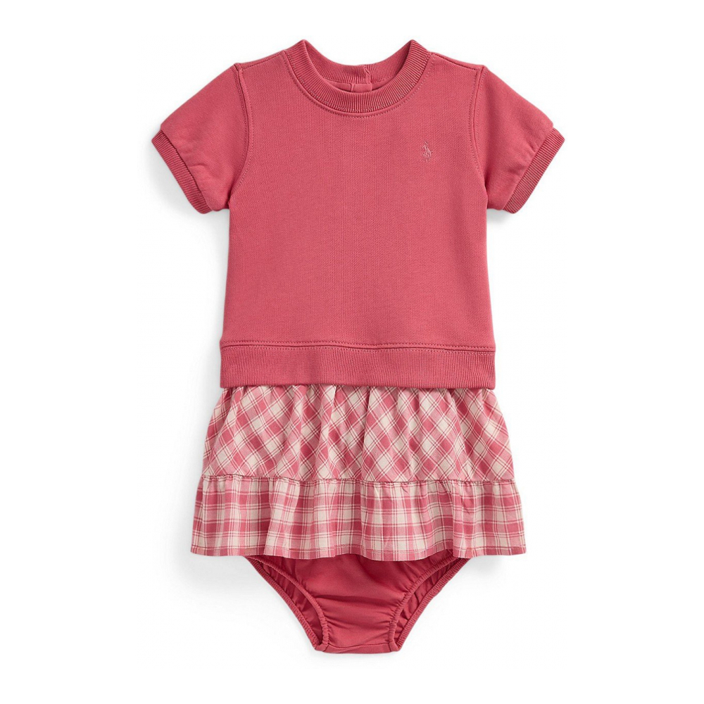 'Gingham Terry Sweatshirt Dress' pour Bébés filles