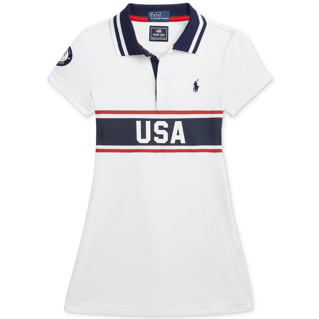 'Team USA Stretch Mesh Polo Dress' pour Bambins & petites filles