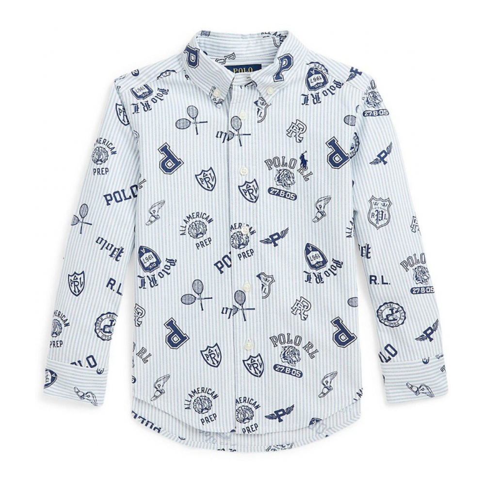 'Toddler and Little BoysStriped Cotton Oxford Graphic Shirt' pour Enfant et petit garçon