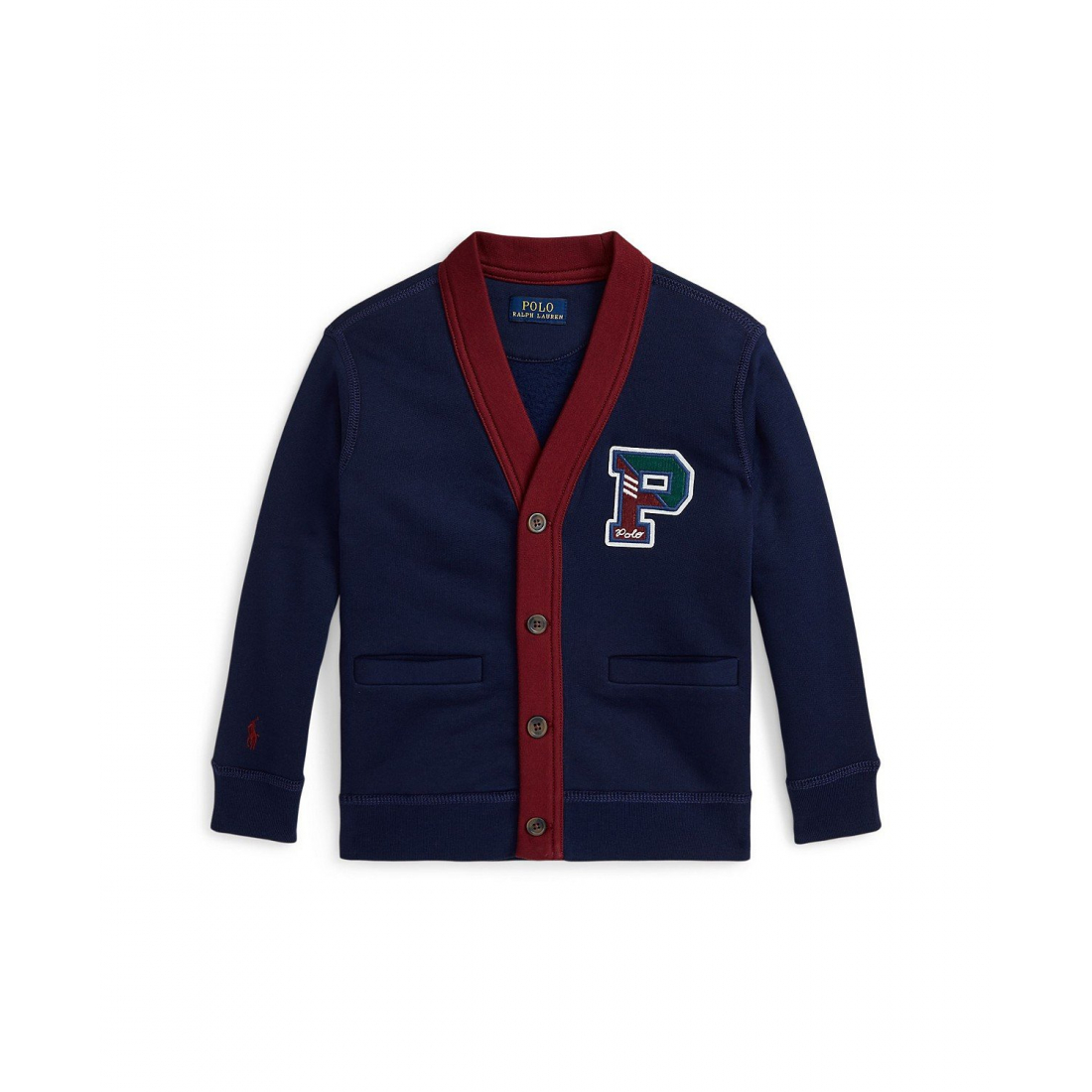 'Fleece Letterman V-Neck Cardigan Shirt' pour Enfant et petit garçon