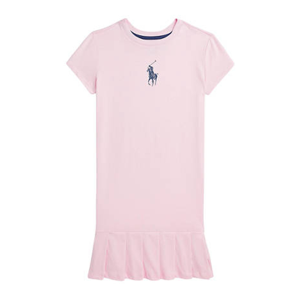 'Big Pony Pleated Cotton Jersey Tee Dress' pour Grandes filles