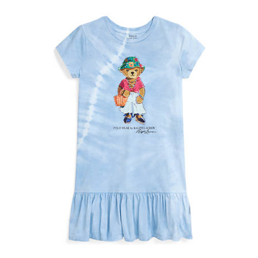 'Tie Dye Polo Bear Cotton T-Shirt Dress' pour Grandes filles