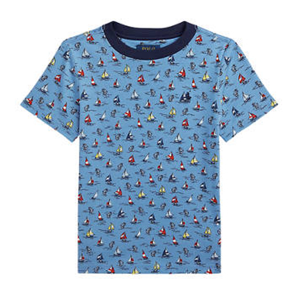 'Sailboat Print Cotton Jersey T-Shirt' pour Petits garçons