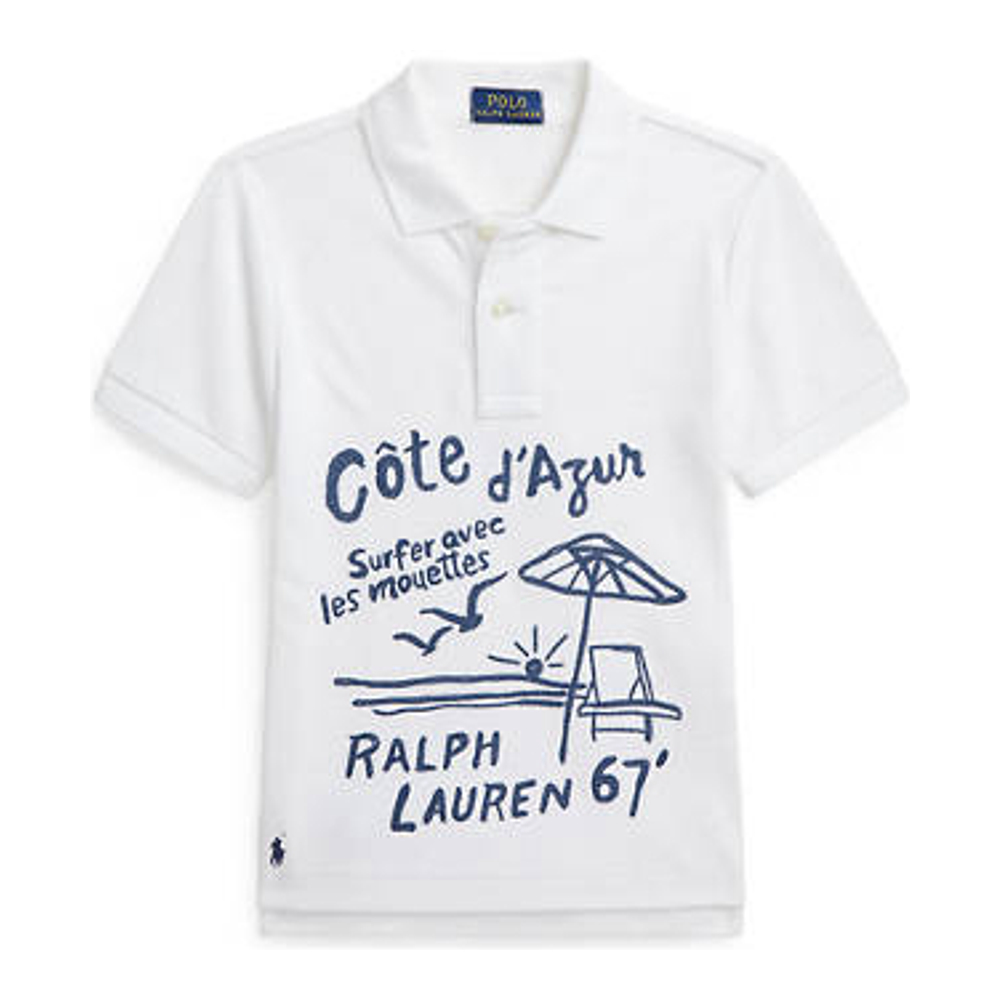 'Embroidered Cotton Mesh Polo Shirt' pour Petits garçons