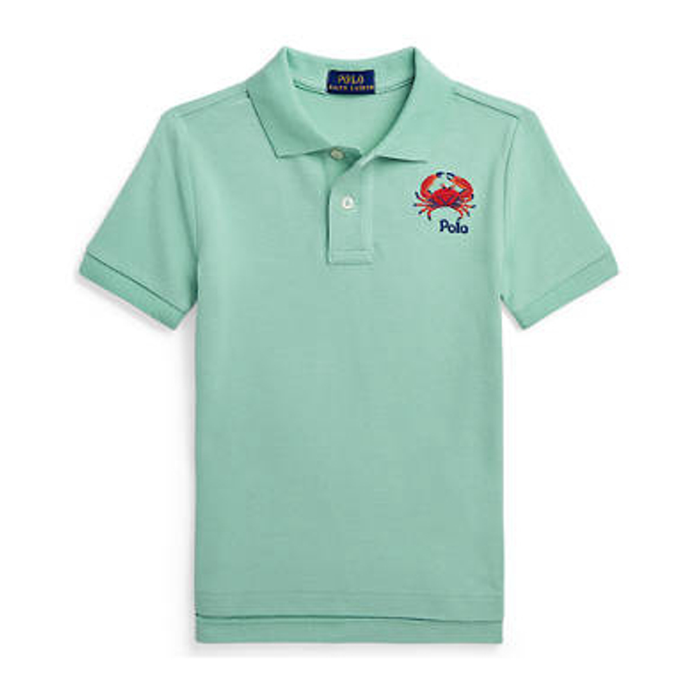 'Embroidered Cotton Mesh Polo Shirt' pour Petits garçons