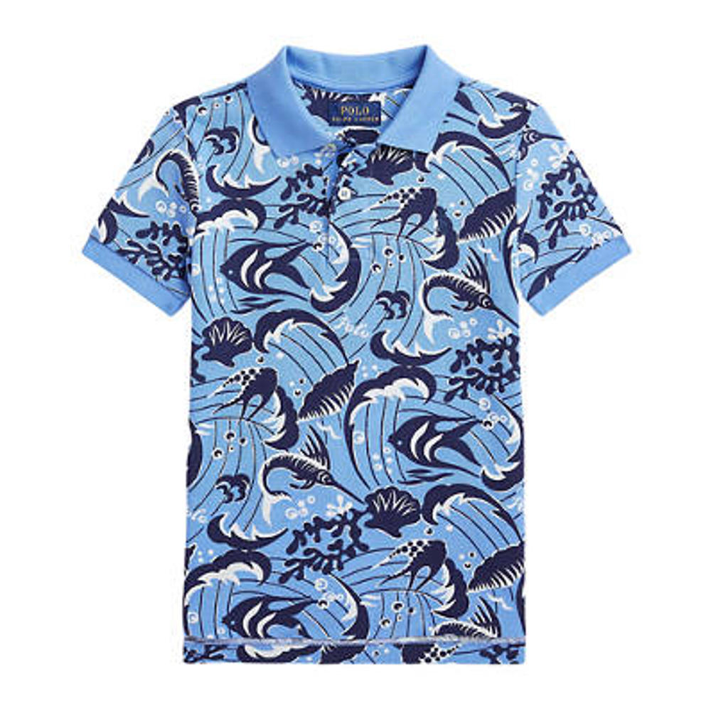 'Reef Print Cotton Mesh Polo Shirt' pour Petits garçons