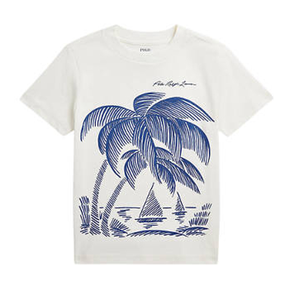 'Beach Print Cotton Jersey T-Shirt' pour Petits garçons