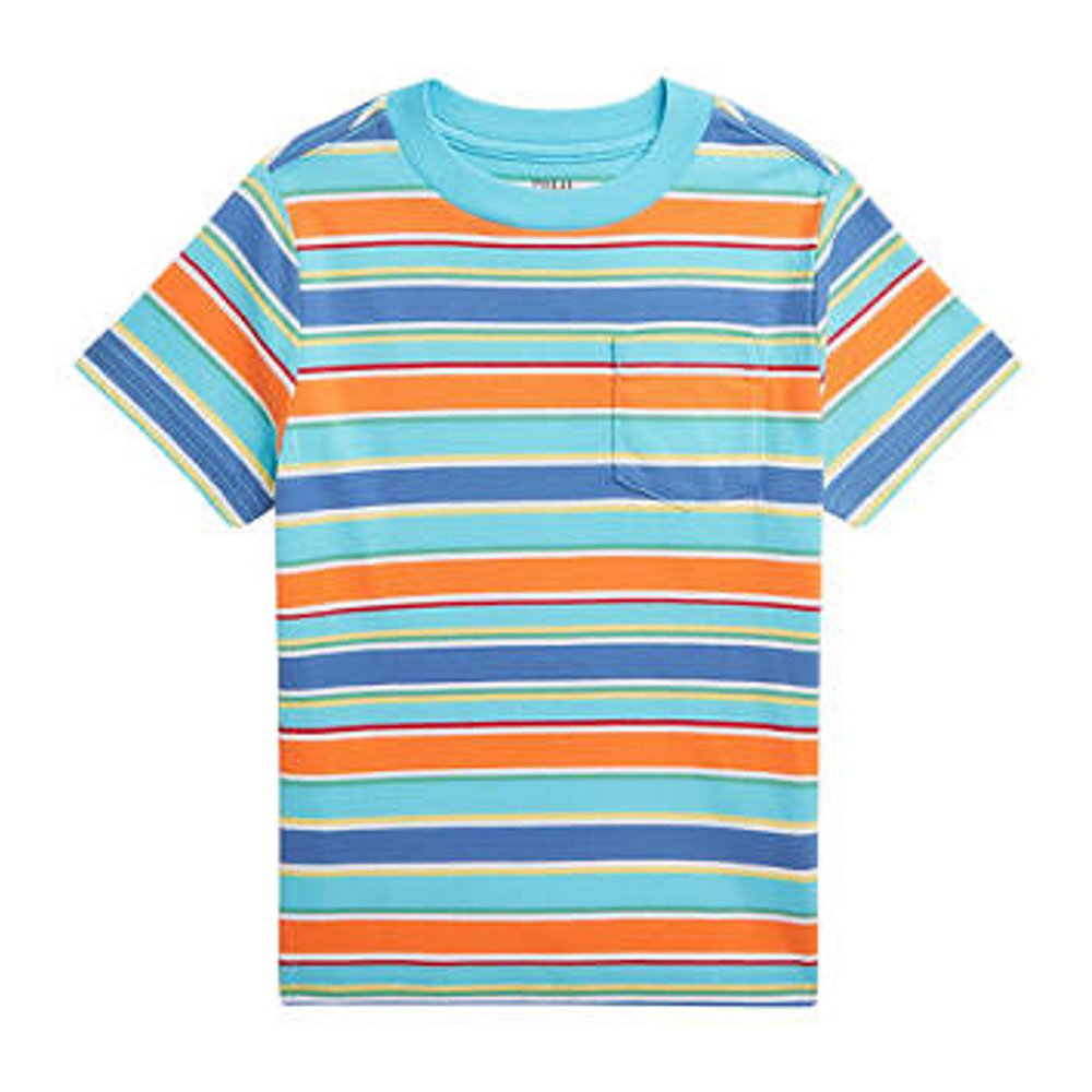 'Striped Cotton Jersey Pocket T-Shirt' pour Petits garçons