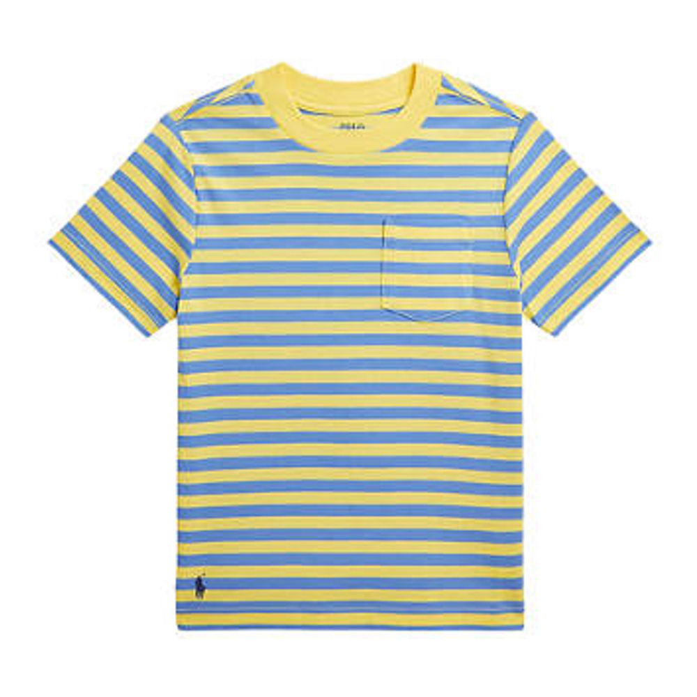 'Striped Cotton Jersey Pocket T-Shirt' pour Petits garçons