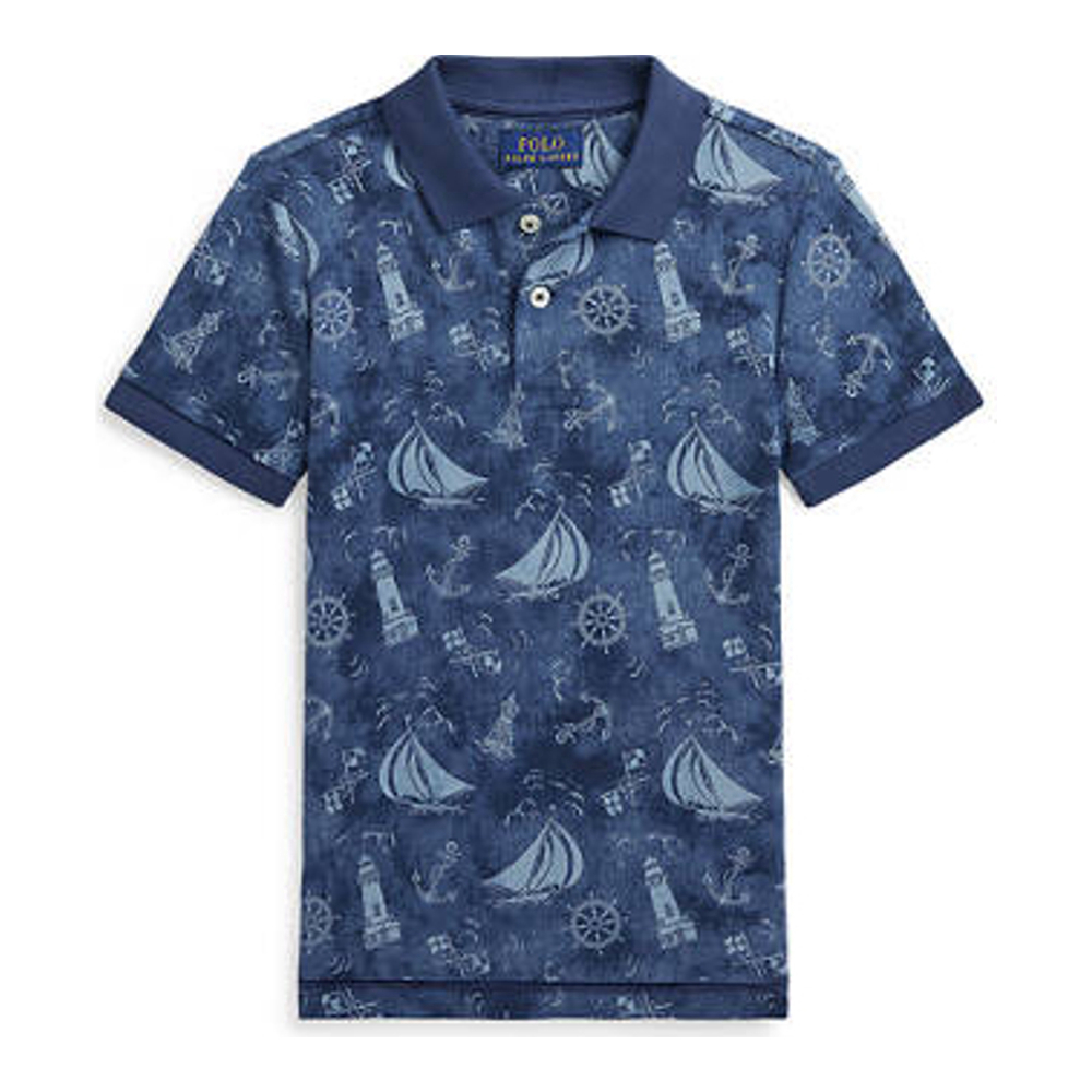 'Nautical Printed Cotton Mesh Polo Shirt' pour Petits garçons