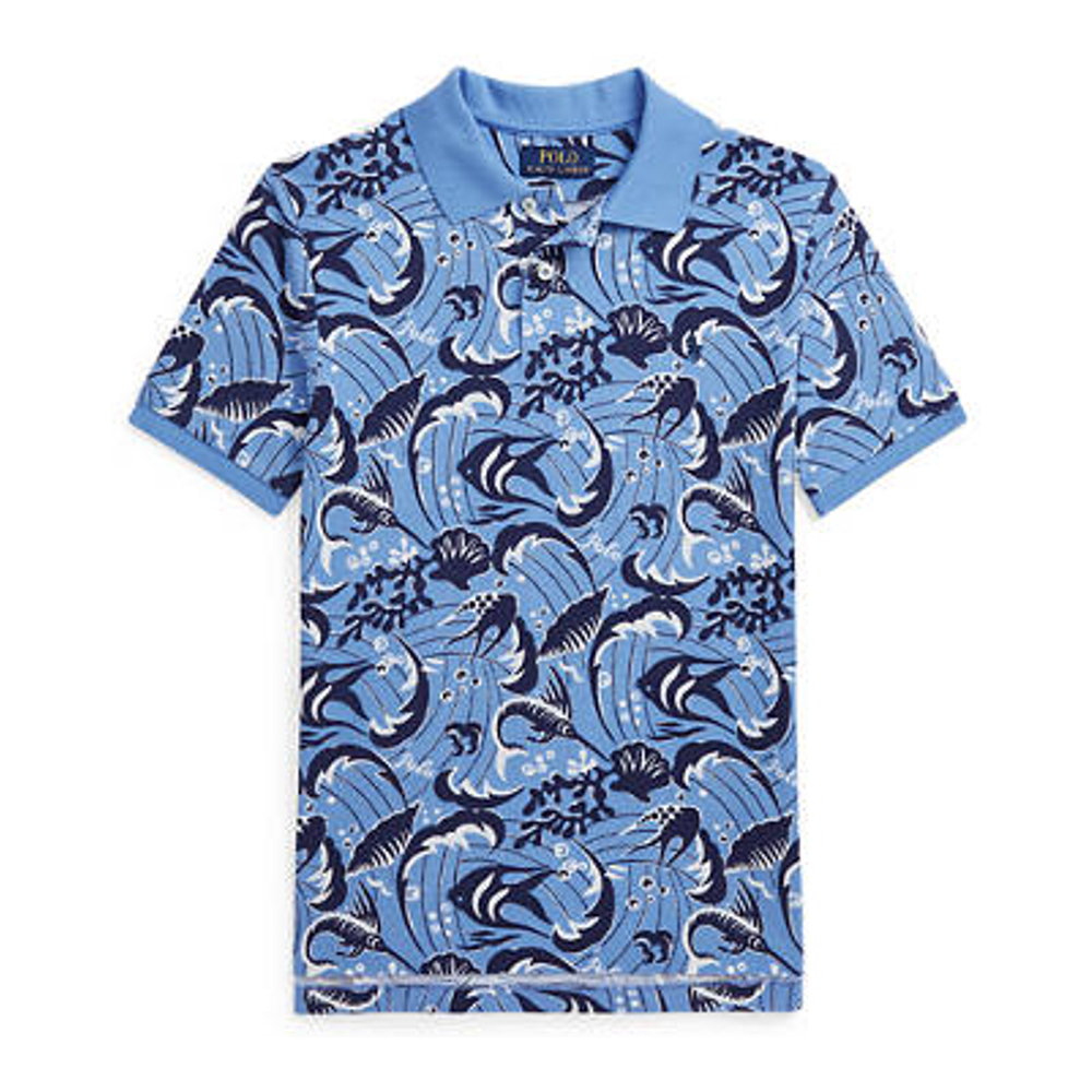 Big Boy's 'Reef Print Cotton Mesh Polo Shirt'