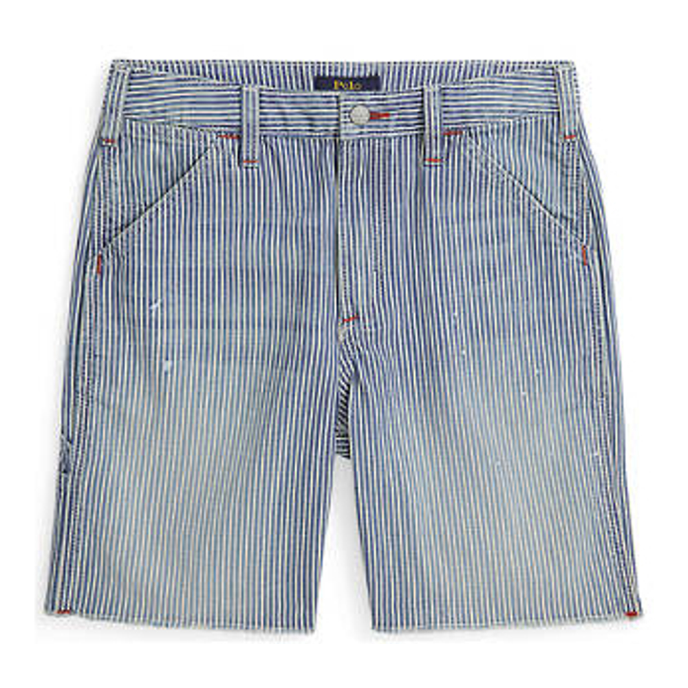 'Indigo Striped Denim Carpenter Shorts' pour Grands garçons